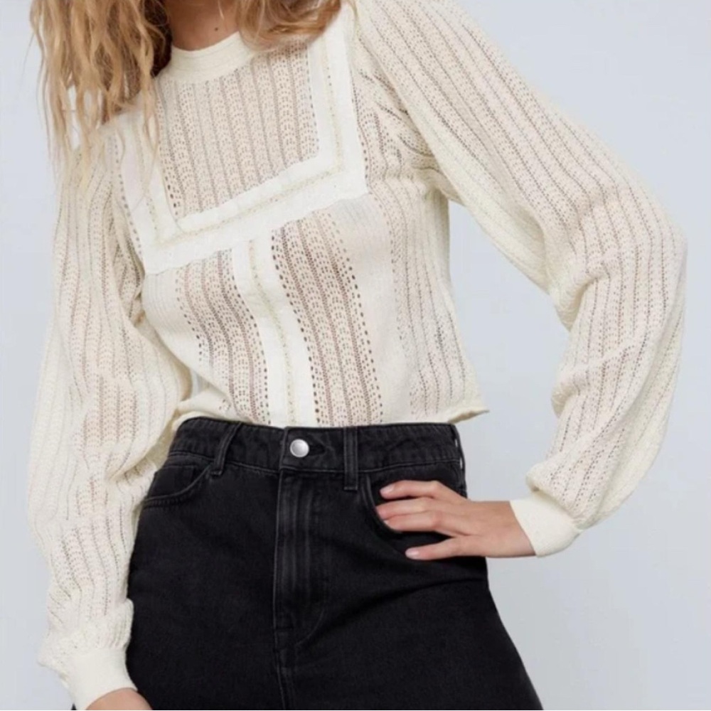 Zara Cream Knit Blouse